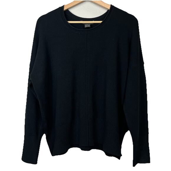 French Connection Black Round Neck Knit Long Sleeve Sweater Medium Minimalist - Picture 1 of 9